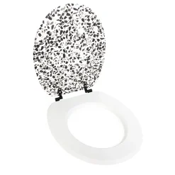 Abattant wc granito mdf blanc/noir charnières métal noir