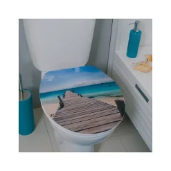 Abattant wc MDF MALDIVES Décor Plage Charnières Zinc Spirella