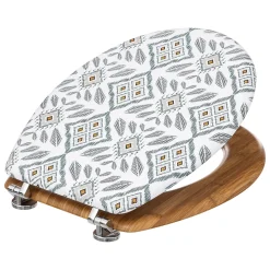 Abattant WC motifs apaches et lunette effet bois à fermeture standard, 5Five