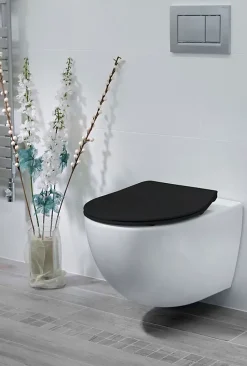 Abattant WC noir mat avec frein de chute déclipsable Bemis