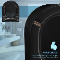 Abattant WC Noir TODOT Déclipsable Forme D avec Frein de Chute