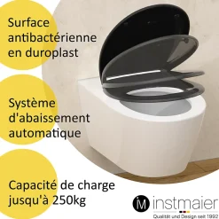 Abattant WC ovale en duroplast noir avec frein de chute ALMA