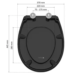 Abattant WC ovale en duroplast noir avec frein de chute ALMA