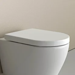 Abattant WC plastique avec double Lunette WC pour famille et enfant, charnières acier inox - Blanc - 46,4x35,9x5,1cm - U1006