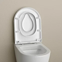 Abattant WC plastique avec double Lunette WC pour famille et enfant, charnières acier inox - Blanc - 46,4x35,9x5,1cm - U1006