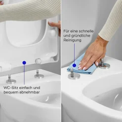 Abattant WC plastique Blanc forme D, Lunette toilettes universel à frein de chute / fermeture amortie - 37,5x41,7x5,1cm - Univavo