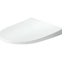 Abattant WC plastique Blanc forme D extra-plat, Lunette toilettes à frein de chute / fermeture amortie, 36x42,3x4,5cm, Univavo