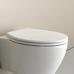Abattant WC plastique Lunette WC moderne, Cuvette toilette fermeture douceur pour enfant + adulte, Blanc, 44,6x37,1x5,2cm, U2004