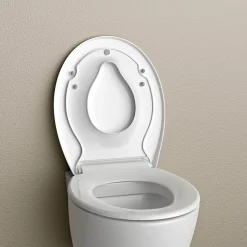 Abattant WC plastique Lunette WC moderne, Cuvette toilette fermeture douceur pour enfant + adulte, Blanc, 44,6x37,1x5,2cm, U2004