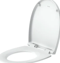 Abattant WC plastique Ovale Blanc, Lunette toilettes universel à frein de chute / fermeture amortie - 37x43,3x4,8cm - Univavo