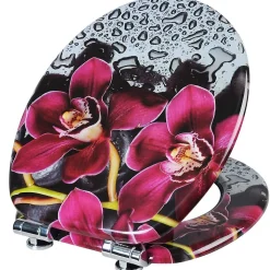 Abattant WC siège de toilette en mdf rouge Helloshop26