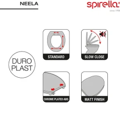 Abattant wc Thermo dur avec frein de chute NEELA Taupe mat Charnières ABS Chromé Spirella