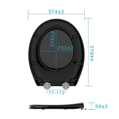 Abattant WC TODOT Déclipsable forme Ovale avec Frein de Chute et Charnière Réglable - Noir