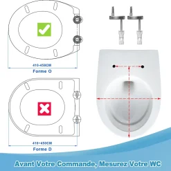Abattant WC TODOT Déclipsable forme Ovale avec Frein de Chute et Charnière Réglable - Noir