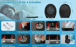 Abattant WC TODOT Déclipsable forme Ovale avec Frein de Chute et Charnière Réglable - Noir