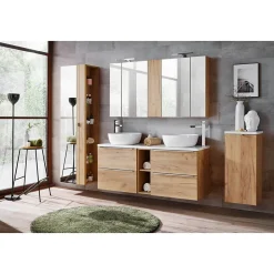 Accessoire mural NALYA 57 cm Chene clair Complément suspendu pour meuble vasque