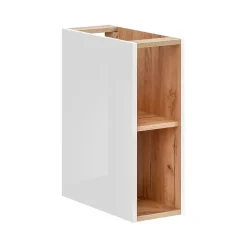 Accessoire mural NALYA 57 cm Blanc brillant et chene clair Elément suspendu compact