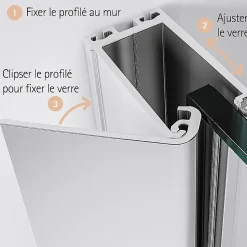 Accès d'angle droit avec porte de douche battantes, 90 x 90 cm, Schulte, NewStyle, verre transparent anticalcaire