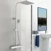 AICA colonne de douche thermostatique avec pomme de douche 10", hauteur réglable 76-118 cm