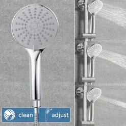 AICA colonne de douche thermostatique avec douche de tête ronde de 200 mm, douchette à main 3 fonctions, hauteur réglable