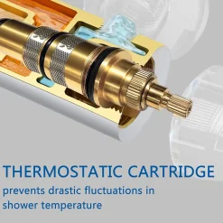 AICA colonne de douche thermostatique avec douche de tête ronde de 200 mm, douchette à main 3 fonctions, hauteur réglable