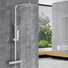 AICA colonne de douche thermostatique avec pomme de tête,Carré, douchette et flexible,effet chromé