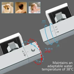 AICA colonne de douche thermostatique avec pomme de tête,Carré, douchette et flexible,effet chromé