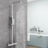 AICA Colonne de douche thermostatique, Acier inoxydable Pomme 200mm+Douchette 3 jets, Chromé