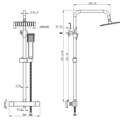 AICA Colonne de douche thermostatique, Acier inoxydable Pomme 200mm+Douchette 3 jets, Chromé