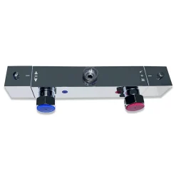 AICA Colonne de douche thermostatique, Acier inoxydable Pomme 200mm+Douchette 3 jets, Chromé