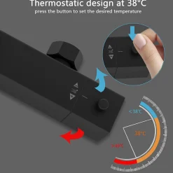 AICA colonne de douche thermostatique noir mat avec douche de tête carrée 20X20cm, réglable en hauteur 730-1150mm