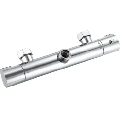 AICA Colonne de douche thermostatique chromée, avec douche de tête ronde et douchette à main réglable en plusieurs modes