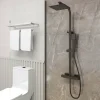 AICA colonne de douche thermostatique 200mm, kit carré noir