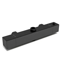 AICA colonne de douche thermostatique avec pomme de tête, douchette et flexible,noir mat