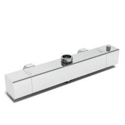 AICA colonne de douche thermostatique avec pomme de tête, douchette et flexible,effet chromé
