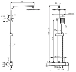AICA colonne de douche thermostatique avec pomme de tête, douchette et flexible,effet chromé
