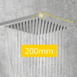 AICA colonne de douche thermostatique noir mat avec douche de tête carrée 20X20cm, réglable en hauteur 730-1150mm