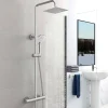 AICA colonne de douche thermostatique en laiton, douche de tête carrée, 3 jets