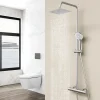 AICA colonne de douche thermostatique en laiton, douche de tête carrée, 3 jets