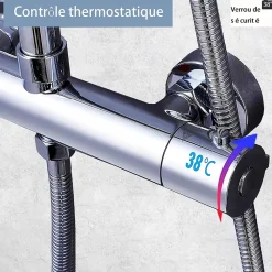 AICA colonne de douche thermostatique en laiton, douche de tête carrée, 3 jets