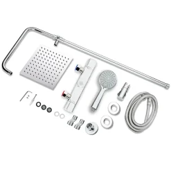 AICA colonne de douche thermostatique en laiton, douche de tête carrée, 3 jets