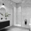 AICA porte de douche battante 90x180cm profilé blanc en 5mm verre anticalcaire Hauteur 180cm Installation en niche