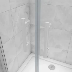 AICA porte de douche battante 90x180cm profilé blanc en 5mm verre anticalcaire Hauteur 180cm Installation en niche