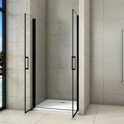 Aica Porte De Douche Battante Noir Mat 80x200cm En 8mm Verre Anticalcaire