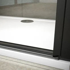 Aica Porte De Douche Battante Noir Mat 80x200cm En 8mm Verre Anticalcaire