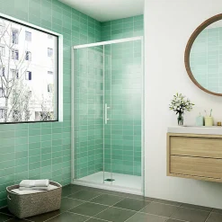 Aica Porte De Douche Coulissante 100x190cm Profilé Blanc Installation En Niche