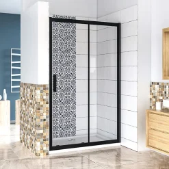Aica Porte De Douche Noir Mat 160x195cm Porte De Douche Avec L'amortisseur Porte Coulissante En 8mm Verre Anticalcaire