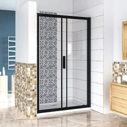 Aica Porte De Douche Noir Mat 160x195cm Porte De Douche Avec L'amortisseur Porte Coulissante En 8mm Verre Anticalcaire