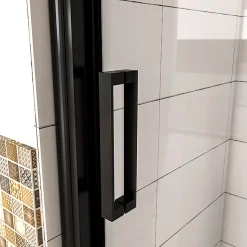 Aica Porte De Douche Noir Mat 160x195cm Porte De Douche Avec L'amortisseur Porte Coulissante En 8mm Verre Anticalcaire