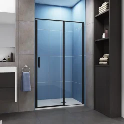 Aica porte de douche pivotante 120cm en 6mm verre anticalcaire Installation en niche porte de douche noire Hauteur 185cm